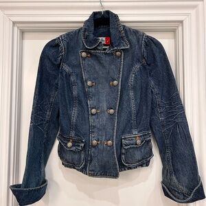 Max Jeans Dark Blue Double-Breasted Jean Jacket